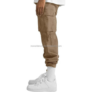 MONO RIDERS Men's High Waist <b>Cargo</b> <b>Work</b> <b>Pants</b> 100% Cotton Woven Jogging Hiking Casual Trousers Flat Front Straight Plain Dyed - Product Image 5