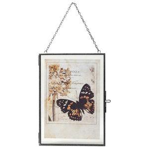 Cadre photo hexagonal vintage en verre suspendu, double face, en laiton doré, pour l'affichage mural de fleurs pressées - Product Image 6