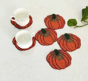 Handmade pumpkin beaded coasters - Set of 6 - Product Image 5