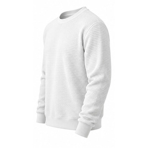 <b>Men</b> Waffle Knit Sweatshirt Crew Neck <b>Long</b> <b>Sleeve</b> Casual Pullover Textured Thermal <b>Top</b> Custom OEM Sportswear Manufacturer Factory - Product Image 2
