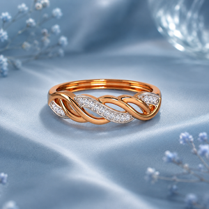Anillo de oro rosa con diamante cultivado en laboratorio, corte brillante redondo, estilo romántico, en oro de 10K, 14K, 18K, plata 925, 935, para ella. - Product Image 1