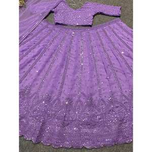 Vestidos de noche elegantes de Lehenga Choli para fiesta y trabajo con encaje elegante - Product Image 2