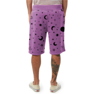 Pantalones cortos Bermuda morados con estampado de estrellas y luna para hombre, pantalones cortos informales de algodón con cordón en la cintura media - Product Image 3