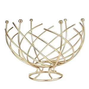 Modern Black Metal <b>Wire</b> Fruit Bowl Sunburst Geometric Design Decorative Tabletop Centerpiece <b>Basket</b> Kitchen Countertop Tray - Product Image 6