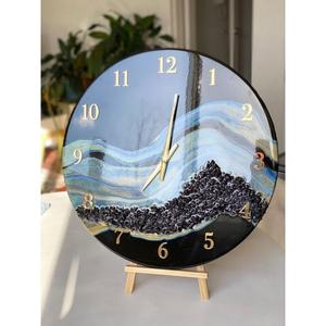 Reloj de pared artístico de resina con textura de cristal de lujo para decoración interior de hoteles y apartamentos de primera calidad - Product Image 3