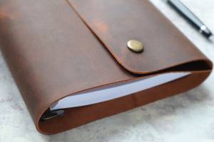 Carnet à anneaux en cuir véritable fait main - Cahier vintage rechargeable avec papier fait main ligné/non ligné pour les voyages - Product Image 5