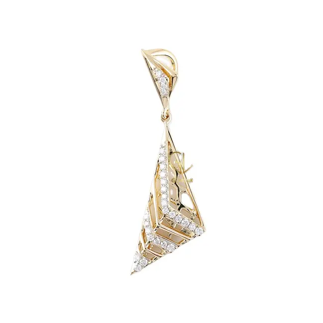 Nouveau Design 14K Or Massif Classique Labgrown Diamant Unique Triangle Pendentif Cadeau De Noël Pour Les Femmes