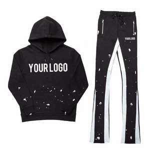 Chándales unisex negros con capucha, manga larga, estilo urbano, con logo impreso en la parte delantera, de poliéster y algodón, transpirables y ecológicos para hombre. - Product Image 6
