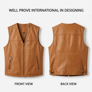 High Quality <b>Men's</b> Casual Canvas Leather <b>Vest</b> Winter Breathable Quick Dry Windproof Horn Button V-neck Comfortable Portable - Product Image 1
