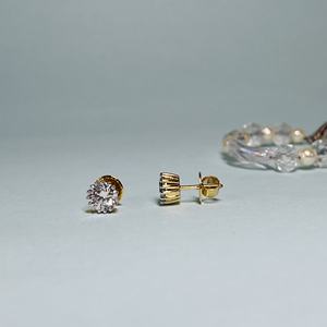 Pendientes de Diamantes Naturales Certificados de 1.0 CT con Corte Brillante, Oro Sólido de 14K, Unisex, para Compromiso, Boda, Regalo de Lujo - Product Image 5