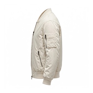 Veste décontractée beige pour homme, fermeture éclair, col rabattu, couleur unie, polyester, coupe classique, automne - Product Image 3