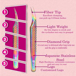 Pince à cils de précision à pointes fermées, poignée diamantée, couleur noir plasma, antistatique - Product Image 5