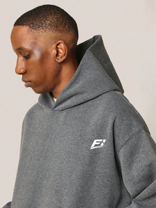 Fabricant sur mesure OEM – Sweats à capuche gris foncé surdimensionnés pour hommes, vente en gros, 500 GSM, pull-over vierge 100 % coton, sweats à capuche personnalisables avec logo, USA - Product Image 3