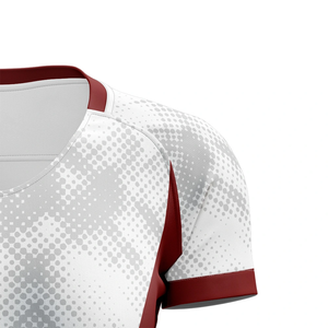 Conjunto Deportivo de Fútbol para Mujer con Diseño de Puntos Blanco-Gris y Borgoña, 100% Poliéster Transpirable, Sublimado - Product Image 2