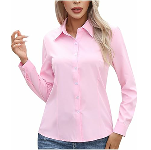 Venta Directa de Fábrica, Camisa Blanca con Botones para Mujer, Manga Tres Cuartos, Cuello Sólido, Blusa de Oficina - Product Image 2