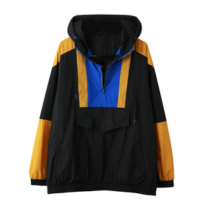 Mason Half <b>Zip</b> Windbreaker Jacket Plus Size Waterproof Lightweight Hooded Pullover Breathable Mesh Lining Front <b>Pouch</b> Pocket - Product Image 2