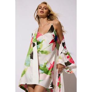 Bata Kimono de Satén Ligera para Mujer, Mini, Lisa, Ecológica, Casual Elegante, Manga Larga, con Lazos, Ropa de Estar por Casa - Product Image 3
