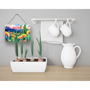 Nouveau multicolore Arizona Saguaro Cactus Blossom aquarelle mur porte suspendus imprime aluminium métal signe pour cuisine salle de bain - Product Image 3