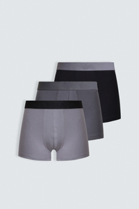 Calzoncillos bóxer de corte medio para hombre, color gris sólido, sin costuras, de punto, de algodón y spandex. - Product Image 3