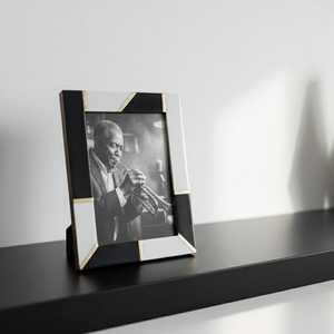 Velloria Contemporary <b>Resin</b> Frame Exclusive Handmade Abstract Picture Display with Elegant Monochrome Inlay Pattern, Custom - Product Image 2