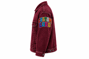 Fournisseur de vestes en jean streetwear personnalisées avec broderie multicolore - Product Image 3