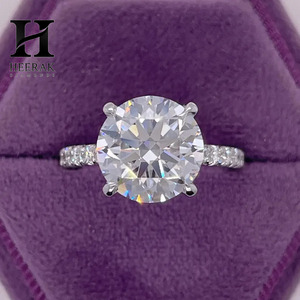 3 Carat Round Brilliant Lab Diamond Engagement Ring 14K White Gold Scalloped Pave Band Solitaire Wedding Ring - Product Image 1