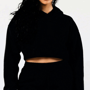 Custom Logo Streetwear Women Sweatshirt Pullover Gym Hoodies Women Crop Hoodie Ladies Casual Crop Top Hoodie Set - Product Image 6