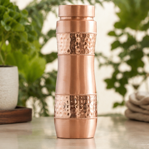 Bouteille d'eau artisanale en cuivre pur à double bandage martelé, idéale pour la maison, les voyages et les fêtes - Product Image 3