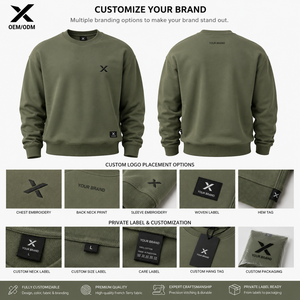 Sweat-shirt à col rond pour homme X Sports City, couleur unie, design minimaliste, 100% coton, tissu French Terry, coupe classique, vêtements d'automne, OEM ODM - Product Image 3