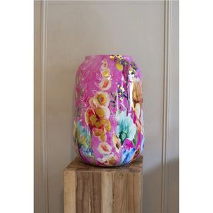 Vase à fleurs rond en métal avec imprimé floral vibrant, style vintage, pot décoratif colibris pour bureau et maison, cadeau - Product Image 2
