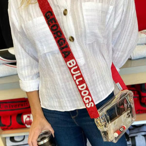 Sangle de sac perlée Georgia Bulldogs avec broderie et perles de verre, large, pour sac bandoulière, de remplacement, avec poignée d'épaule - Product Image 1