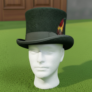 Premium quality custom made Handmade Wool Felt <b>Top</b> Hat with <b>Feather</b> Victorian Gothic Steampunk Style - Product Image 4