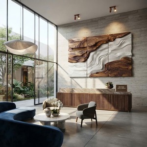 Arte de Pared de Madera Maciza Hecho a Mano, Decoración de Pared de Madera Tallada a Mano, Decoración Rústica para el Hogar, Escultura de Pared de Madera de Monkey Pod Tallada, Moderna - Product Image 2