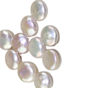 Perlas sueltas de agua dulce blancas naturales de 15mm, forma irregular barroca de moneda sin perforar y medio perforada, precio de fábrica al por mayor - Product Image 1