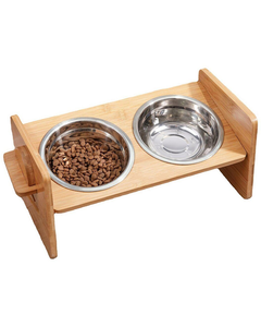 Comederos y Bebederos Automáticos Redondos para Mascotas Hechos en India, Elevados, de Madera y Acero Inoxidable, Caja de Viaje para Perros, Empaquetados para Exportación, Vendedores Indios - Product Image 1