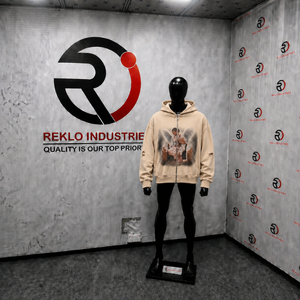 Sweat à capuche zippé en coton French Terry, beige vieilli, avec motif ange, coupe décontractée, style urbain, pour l'automne, motif graphique emblématique, style streetwear - Product Image 3