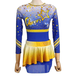 Tenue de compétition tendance All Star avec des paillettes brillantes et des motifs en strass, uniforme de cheerleading - Product Image 1