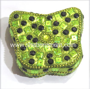 Boîte à bijoux artisanale en laque scintillante avec perles, boîte à pilules, boîte à bibelots en métal aluminium pour cadeaux de mariage traditionnels - Product Image 5