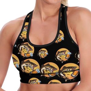 Soutien-gorge de sport personnalisé OEM pour femme, imprimé pêche et bière, sublimation, dos nageur, respirant, pour yoga, fitness et gym - Product Image 3