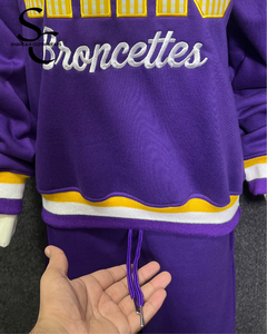 Ensemble sweat-shirt et jogging pour femme personnalisé, haute qualité, 100% coton molletonné, écologique, respirant, logo brodé appliqué, OEM - Product Image 4