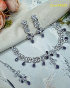 Ensemble de collier à thème floral en zircon cubique, bijoux de créateur de luxe pour soirée, ensemble de mariage traditionnel, bijoux de mode plaqués argent - Product Image 3