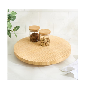 Plateau tournant en bois Lazy Susan pour épices, organisateur de garde-manger pour table ou cuisine, pour rangement ou présentation - Product Image 1