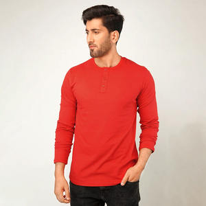 Camiseta Henley de Manga Larga para Hombre, de Primera Calidad, Personalizada, con Patrón Sólido, Corte Ajustado, de Algodón, con Cuello Redondo y 3 Botones, Estilo Waffle - Product Image 1