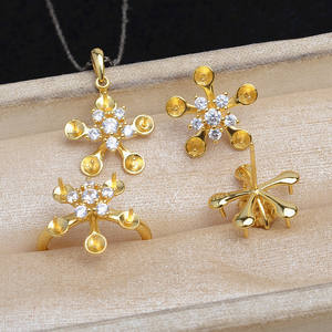 Argent 925, ensemble de 5 perles flocon de neige, perles DIY, anneau multi-perles 6-7,3 mm et pendentif pour boucles d'oreilles, accessoires de bijouterie 5756 - Product Image 1