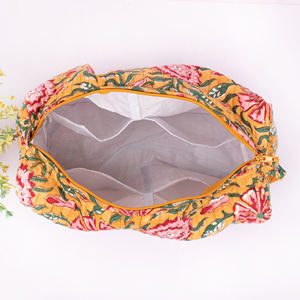 Sac de maquillage personnalisé, écologique, portable, luxueux, imprimé, en coton matelassé, multicolore, organiseur de produits de soin de la peau - Product Image 5