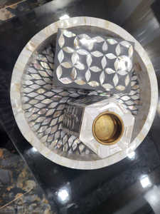 Decoración MOP Inlay Tray Set con quemador Bakhoor y joyero Decoración casera hecha a mano Perfecta para regalar a precio barato - Product Image 4