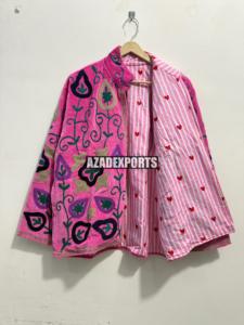 Wholesale Hand Embroidered Vintage Breathable Pink <b>Velvet</b> <b>Blazer</b> Women's Wear Turn-down Collar Full Sleeve Solid Autumn Jacket - Product Image 4