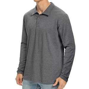Polo à manches longues pour homme, prix bas, bonne qualité, coton et polyester, polo décontracté avec poche - Product Image 1