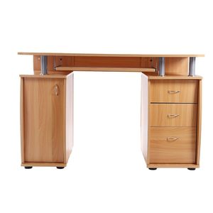 Scrivania Portatile in Legno Massello e MDF da 15mm con 1 Anta e 3 Cassetti per Ufficio, 1 Unità - Product Image 4