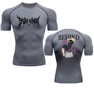 T-shirt de compression à manches courtes pour homme avec imprimé graphique, séchage rapide, coupe ajustée, col rond, style streetwear - Product Image 5
